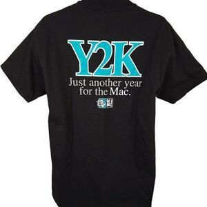 Vintage Apple Mac Y2K T Shirt Mens Size Large Black 90s Just Another Year Tech